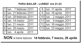 calendario Para Bailar 2° quadr.